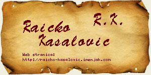 Raičko Kasalović vizit kartica